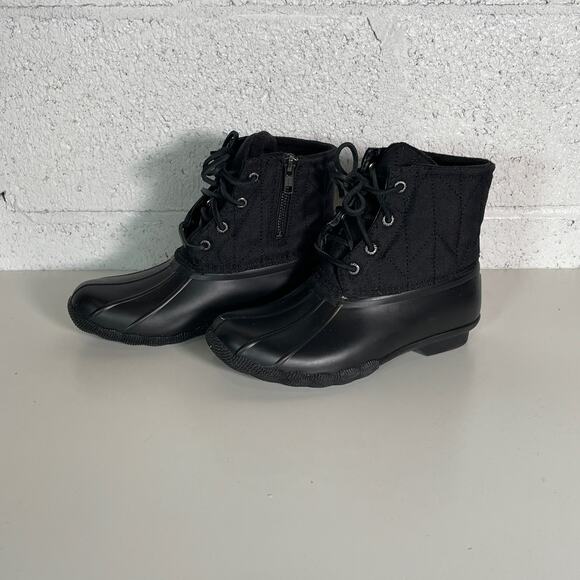 Sperry® woman's Saltwater Seacycled™ Duck Boots black 6. - Picture 1 of 10